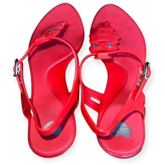 MELISSA “dreamed” jelly CACAO 2 red slip on Owl thong strapped sandals shoe sz 6 - Picture 4 of 6